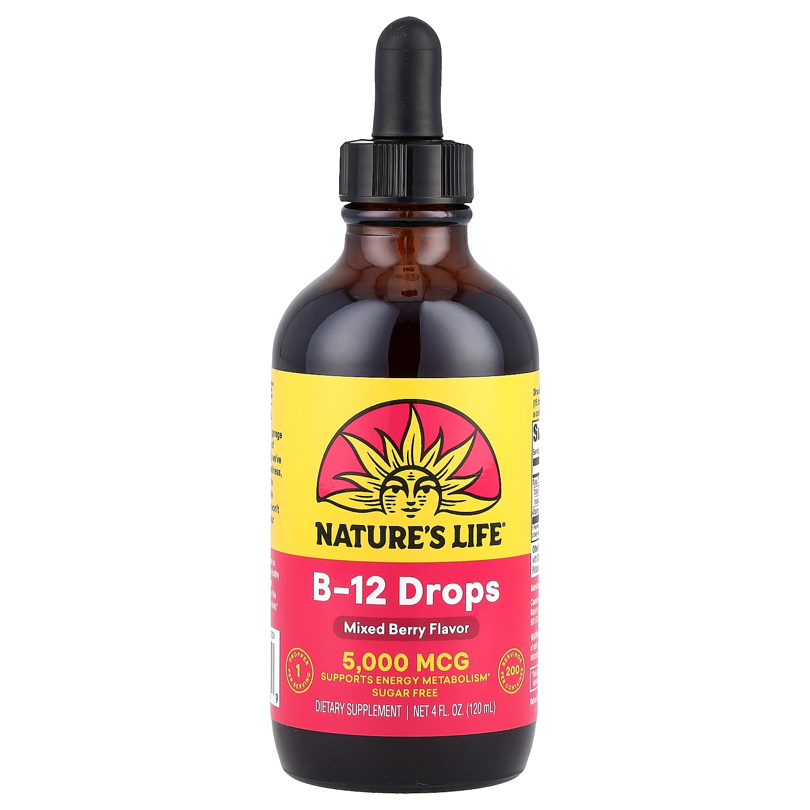 Nature's Life, B-12 Drops, Mixed Berry, 5,000 mcg, 4 fl oz (120 ml)