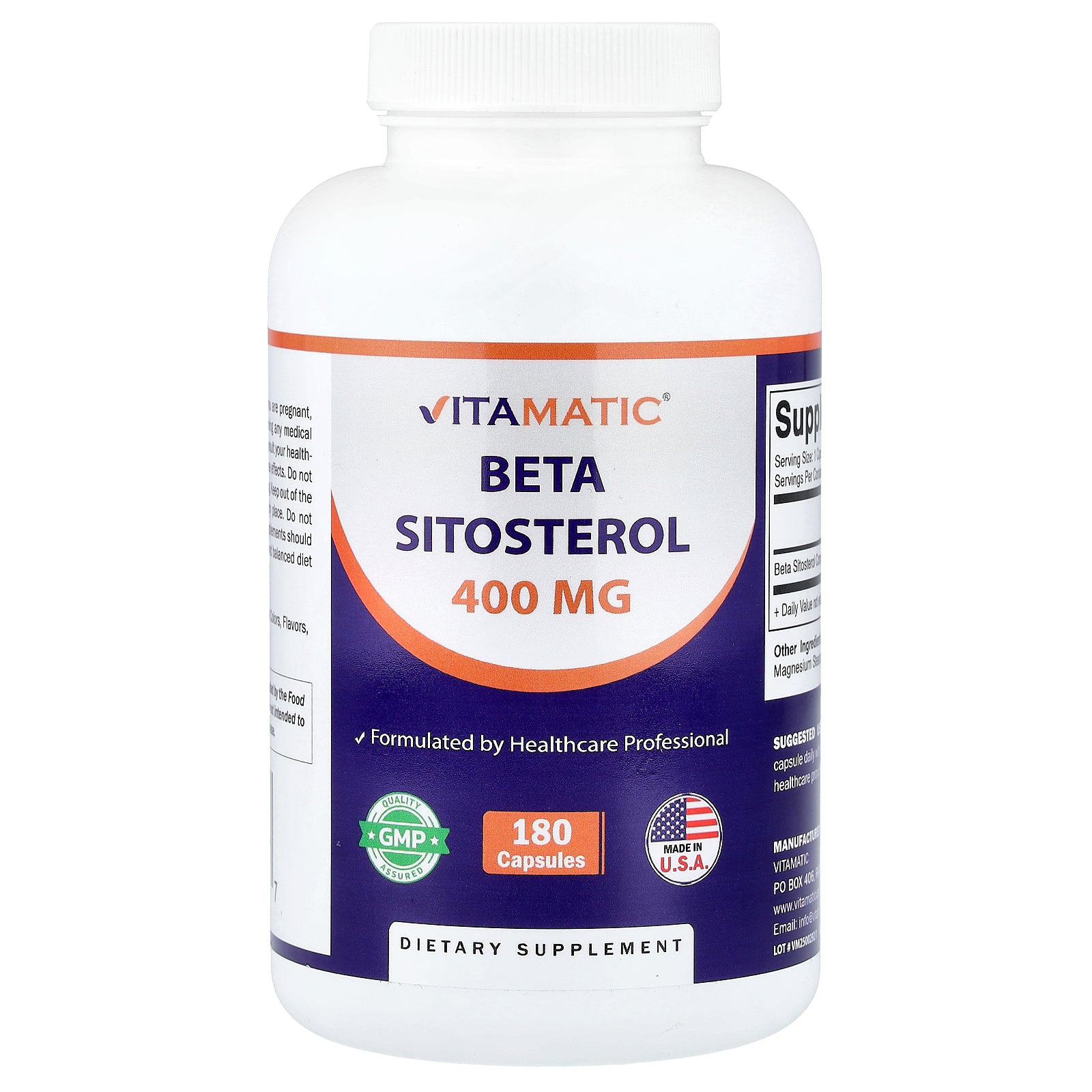 Vitamatic, Beta Sitosterol, 400 mg, 180 Capsules