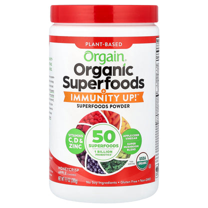Orgain, Organic Superfoods + Immunity Up™, Plant-Based, Honeycrisp Apple, 9.9 oz (280 g)