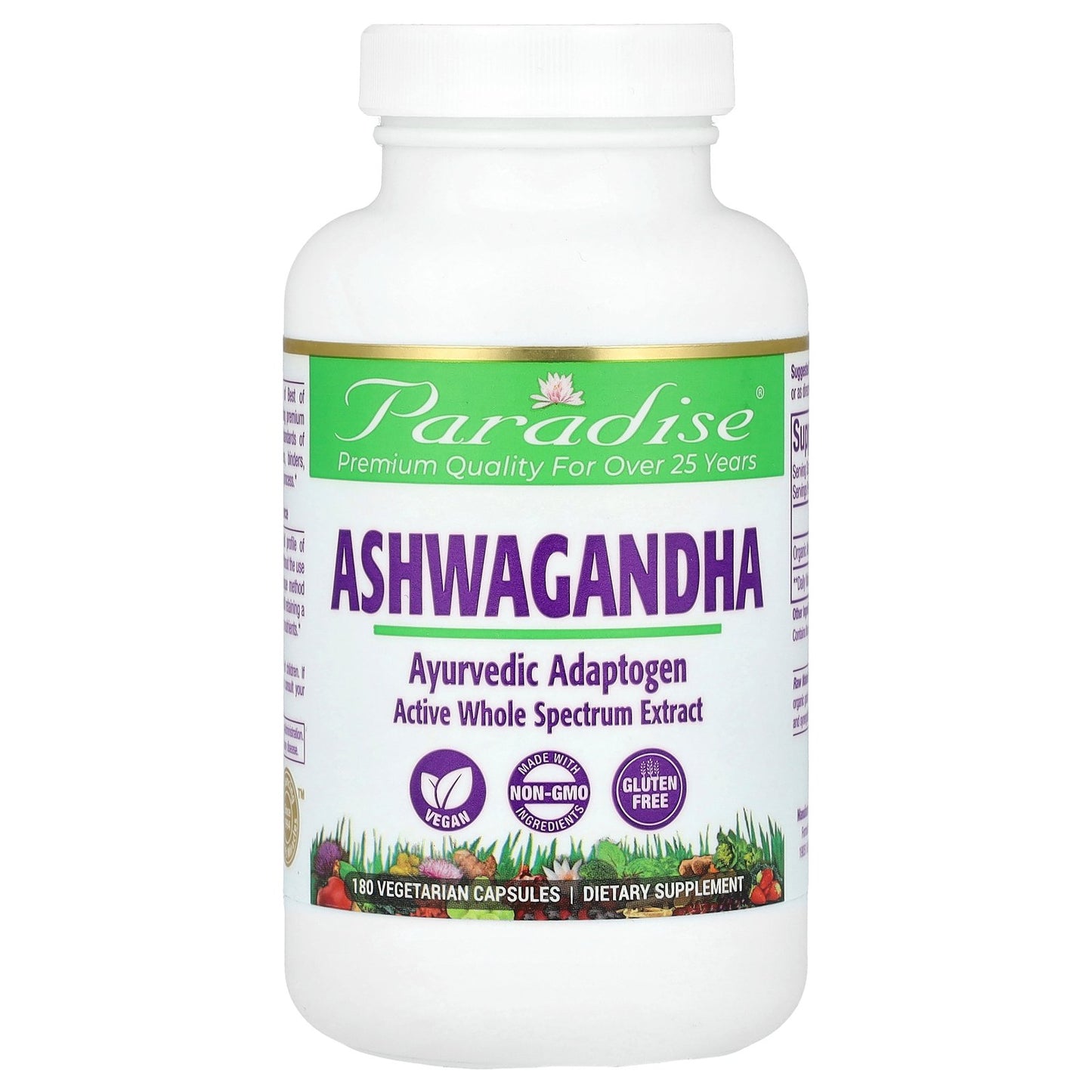 Paradise Herbs, Ashwagandha, 250 mg, 180 Vegetarian Capsules