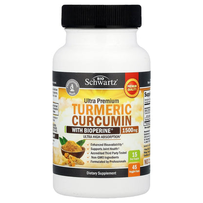 BioSchwartz, Ultra Premium Turmeric Curcumin With BioPerine®, 45 Veggie Caps