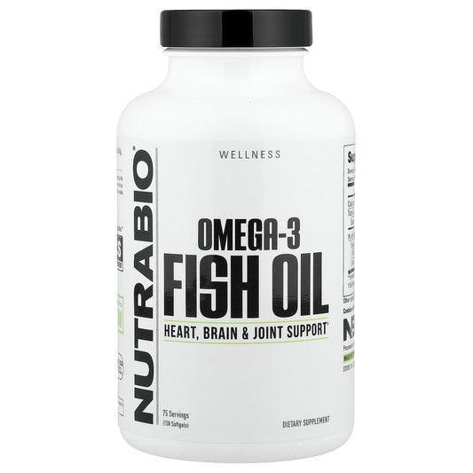 NutraBio, Omega-3 Fish Oil, 150 Softgels (1,000 mg per Softgel)