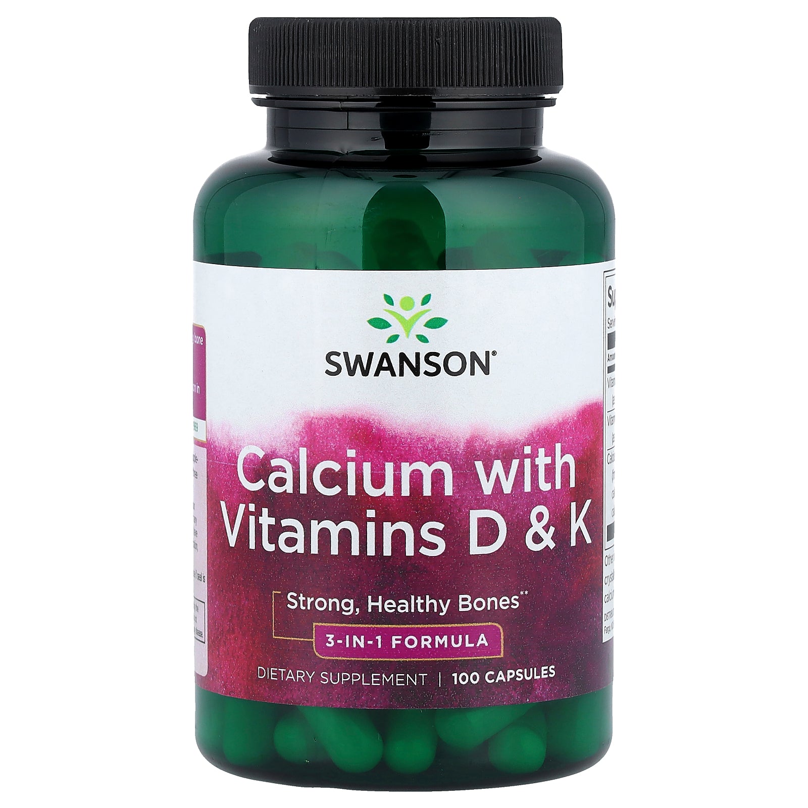 Swanson, Calcium with Vitamins D & K, 100 Capsules