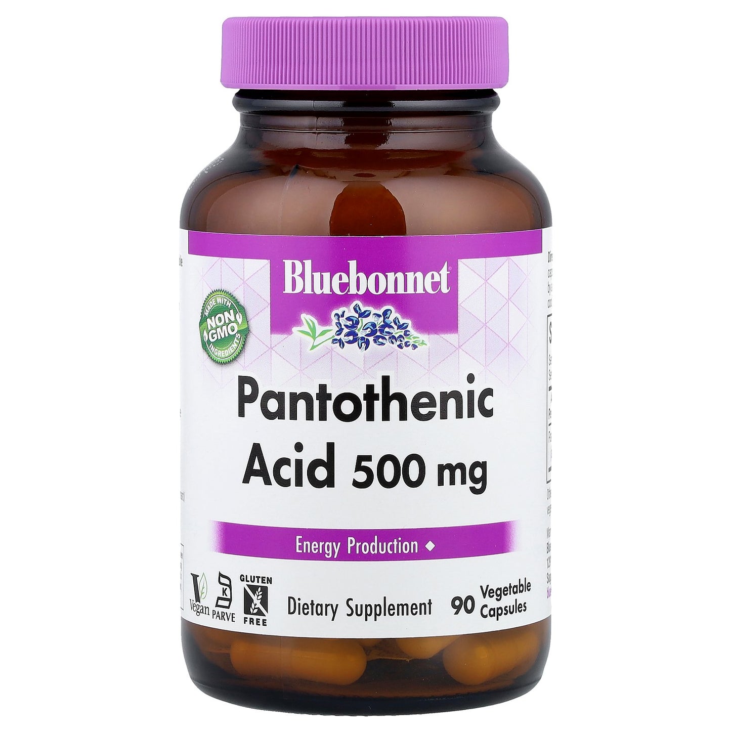 Bluebonnet Nutrition, Pantothenic Acid, 500 mg, 90 Vegetable Capsules