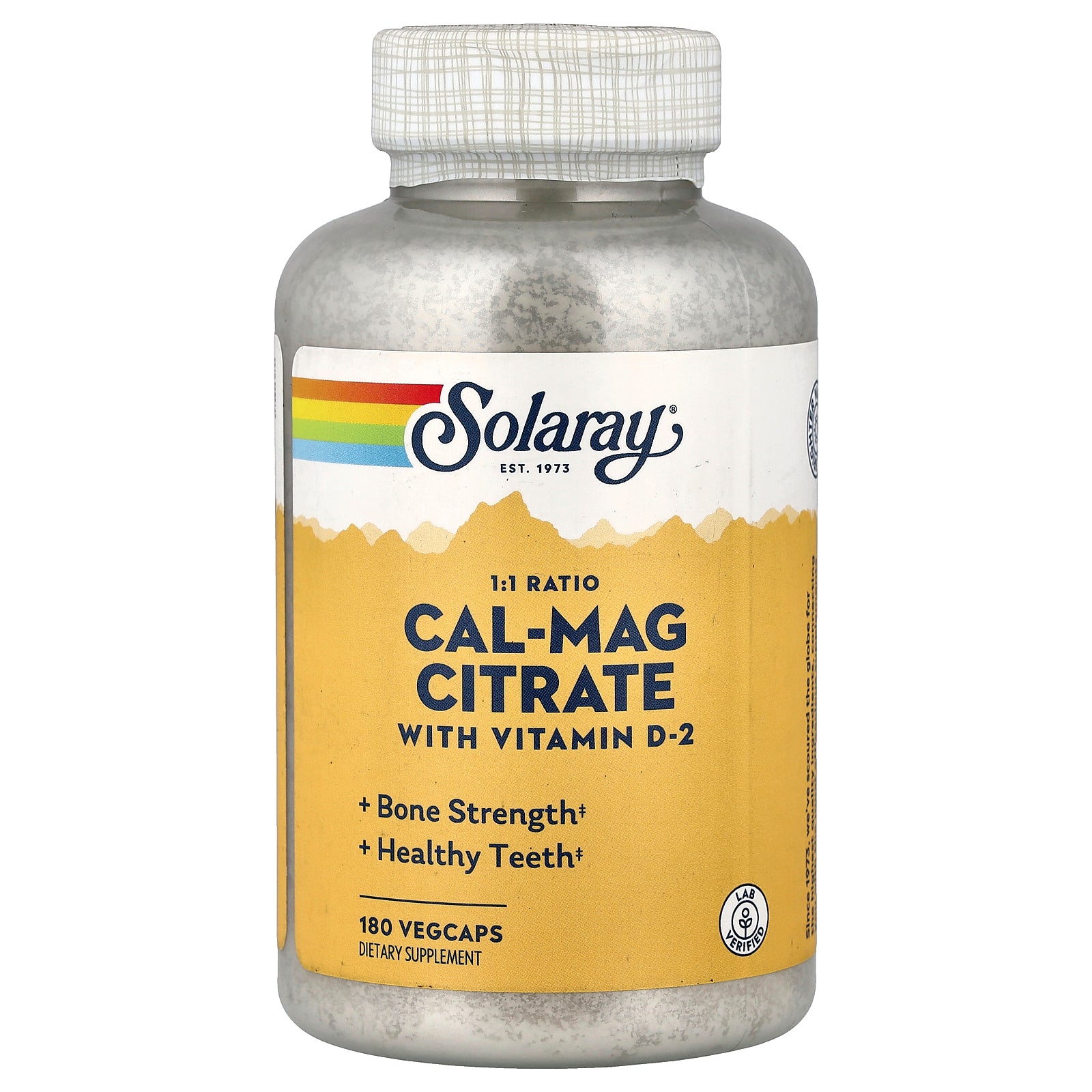 Solaray, Cal-Mag Citrate with Vitamin D-2, 1:1 Ratio, 180 Vegcaps
