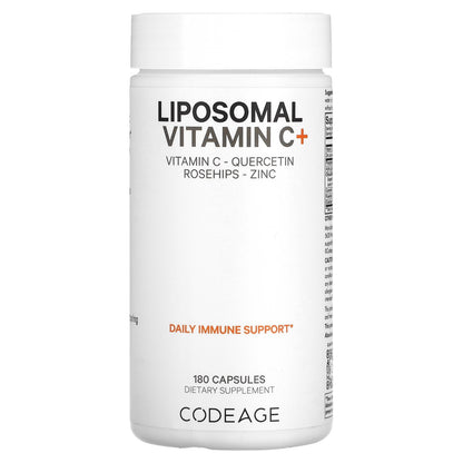 Codeage, Vitamins, Liposomal Vitamin C+, Vitamin C, Quercetin, Rosehips, Zinc, 180 Capsules