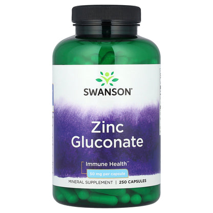 Swanson, Zinc Gluconate, 50 mg, 250 Capsules