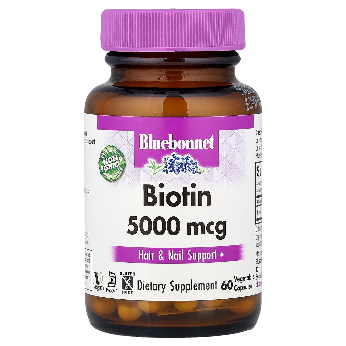 Bluebonnet Nutrition, Biotin, 5,000 mcg, 60 Vegetable Capsules