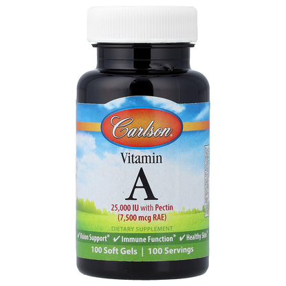 Carlson, Vitamin A, 7,500 mcg RAE (25,000 IU), 100 Soft Gels