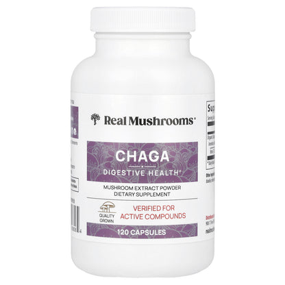 Real Mushrooms, Chaga, Mushroom Extract Powder, 120 Capsules