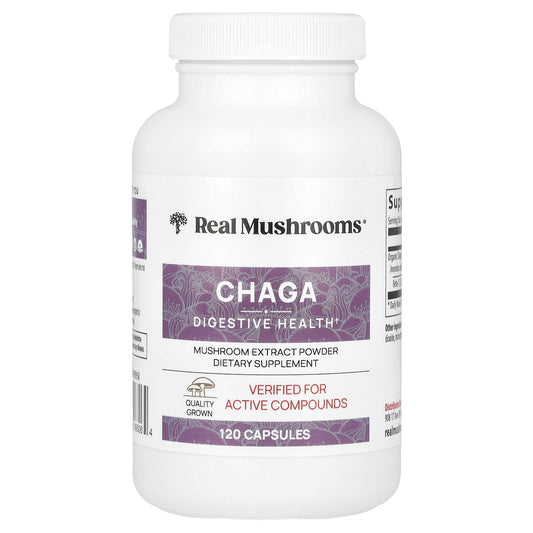 Real Mushrooms, Chaga, Mushroom Extract Powder, 120 Capsules