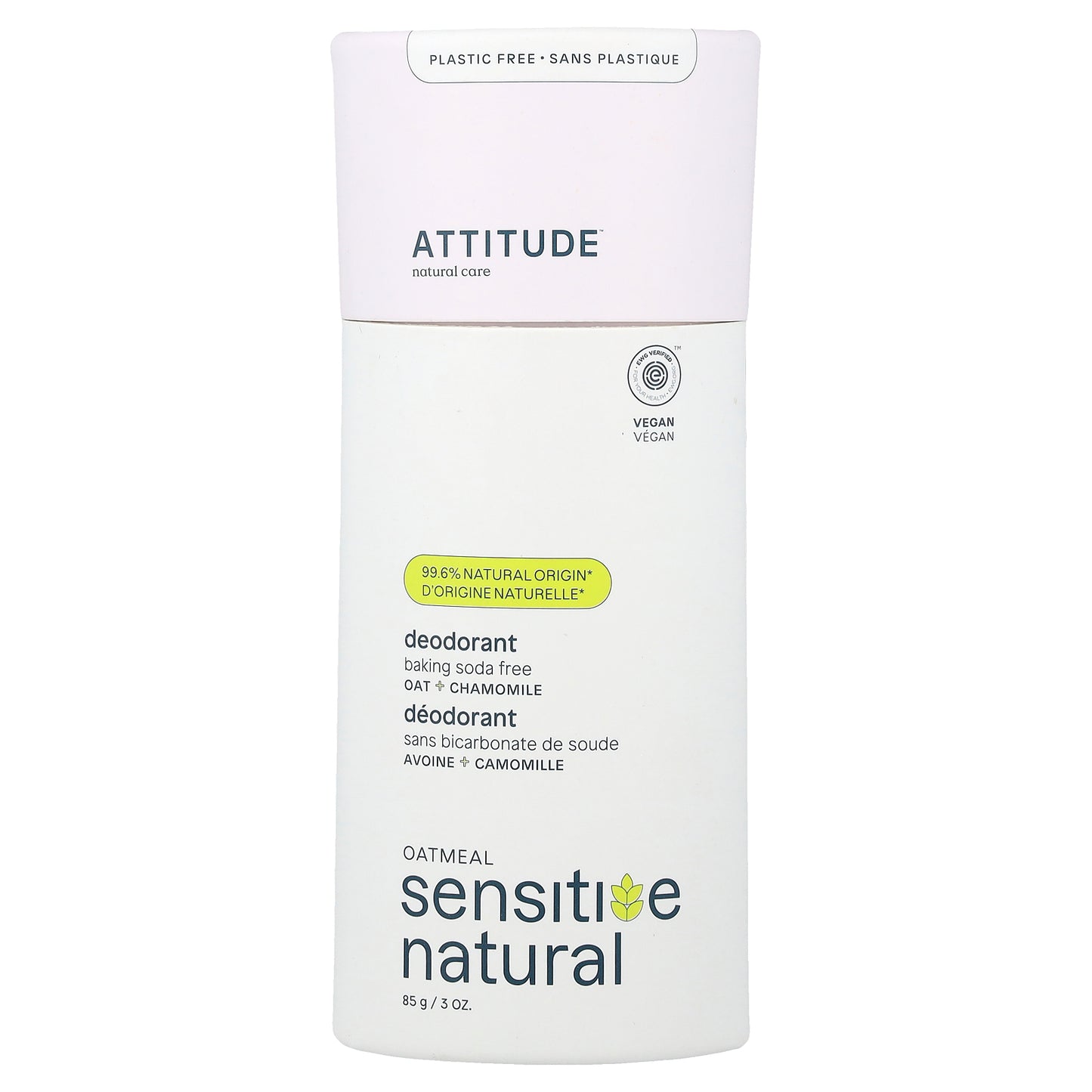 ATTITUDE, Oatmeal Sensitive Natural, Deodorant, Chamomile, 3 oz ( 85 g)