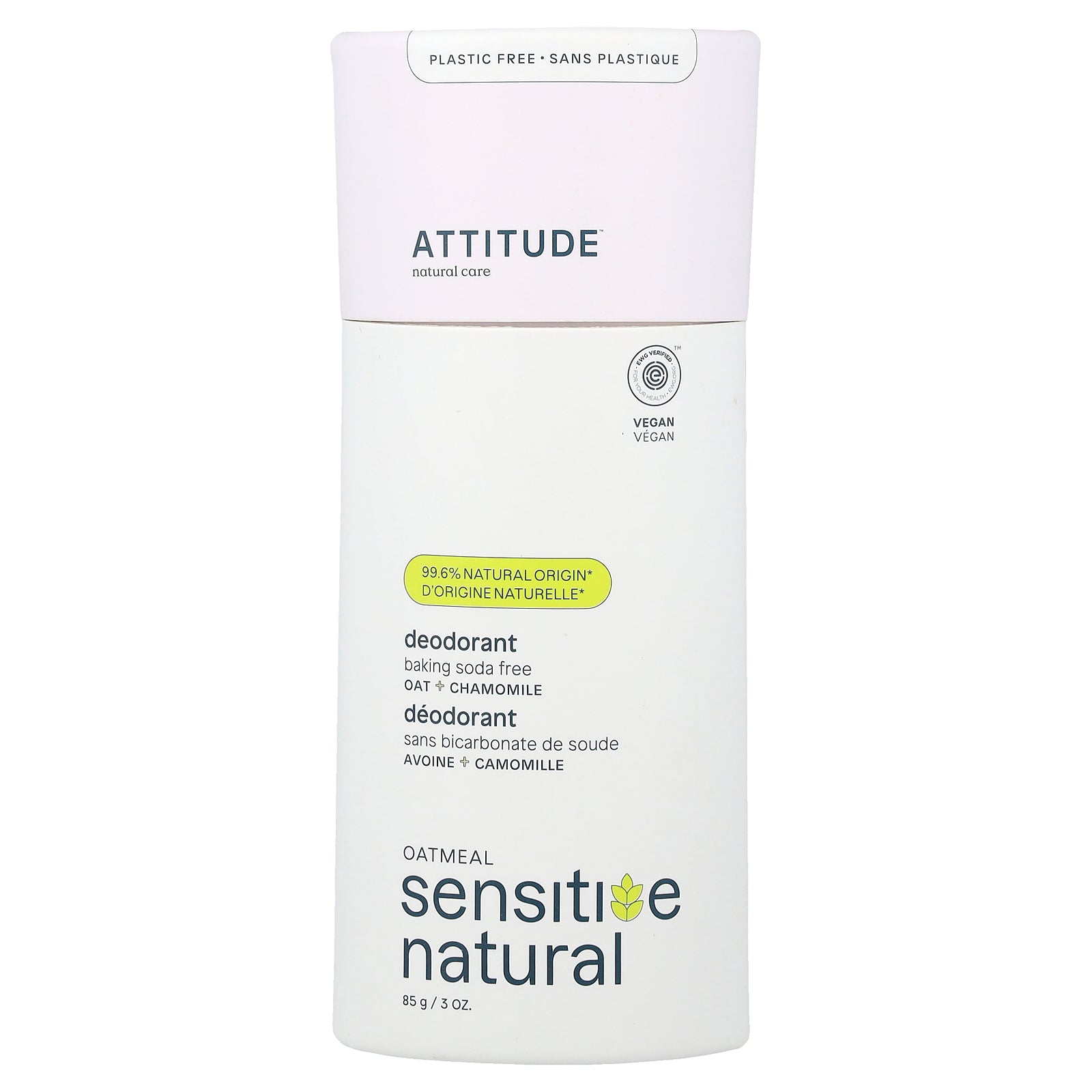 ATTITUDE, Oatmeal Sensitive Natural, Deodorant, Chamomile, 3 oz ( 85 g)