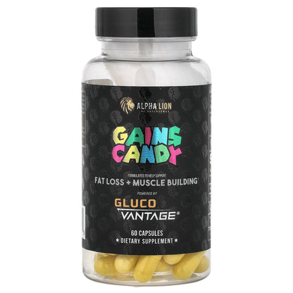 ALPHA LION, Gains Candy, Gluco Vantage®, 60 Capsules (100 mg per Capsule)