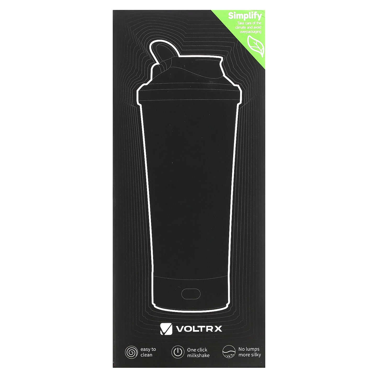 Voltrx, VortexBoost Electric Shaker Bottle, Black, 24 oz (700 ml)