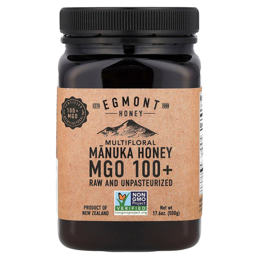 Egmont Honey, Multifloral Manuka Honey, Raw And Unpasteurized, MGO 100+, 17.6 oz (500 g)