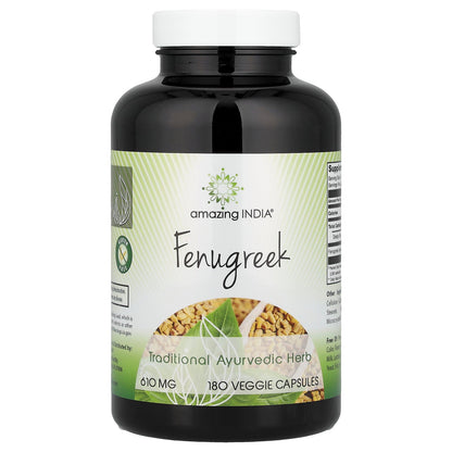 Amazing India, Fenugreek, 180 Veggie Capsules (610 mg per Capsule)