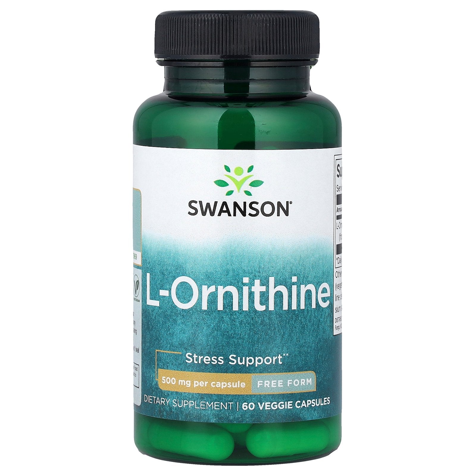 Swanson, L-Ornithine, Free Form, 500 mg, 60 Veggie Capsules