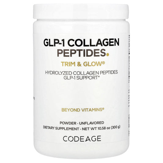Codeage, GLP-1 Collagen Peptides Powder, Trim & Glow®, Unflavored, 10.58 oz (300 g)