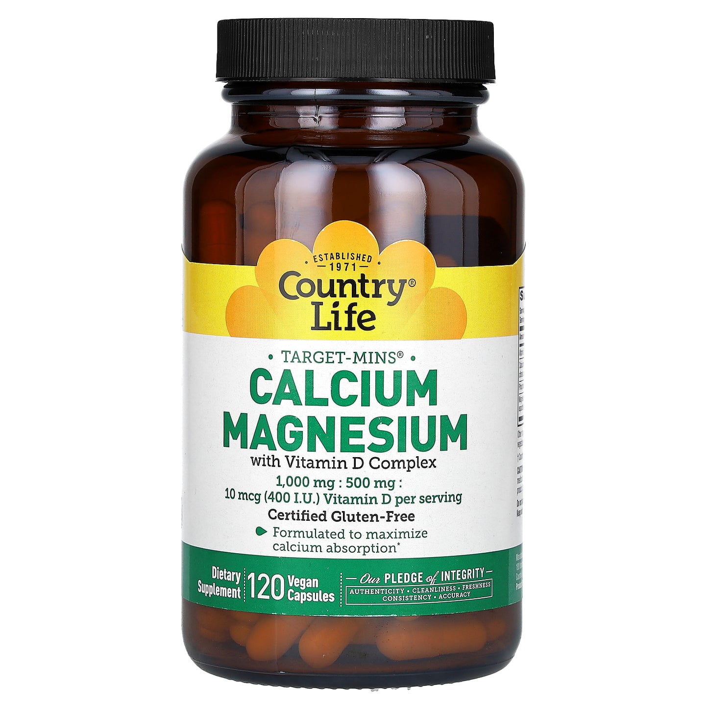 Country Life, Target-Mins, Calcium Magnesium with Vitamin D Complex, 120 Vegan Capsules