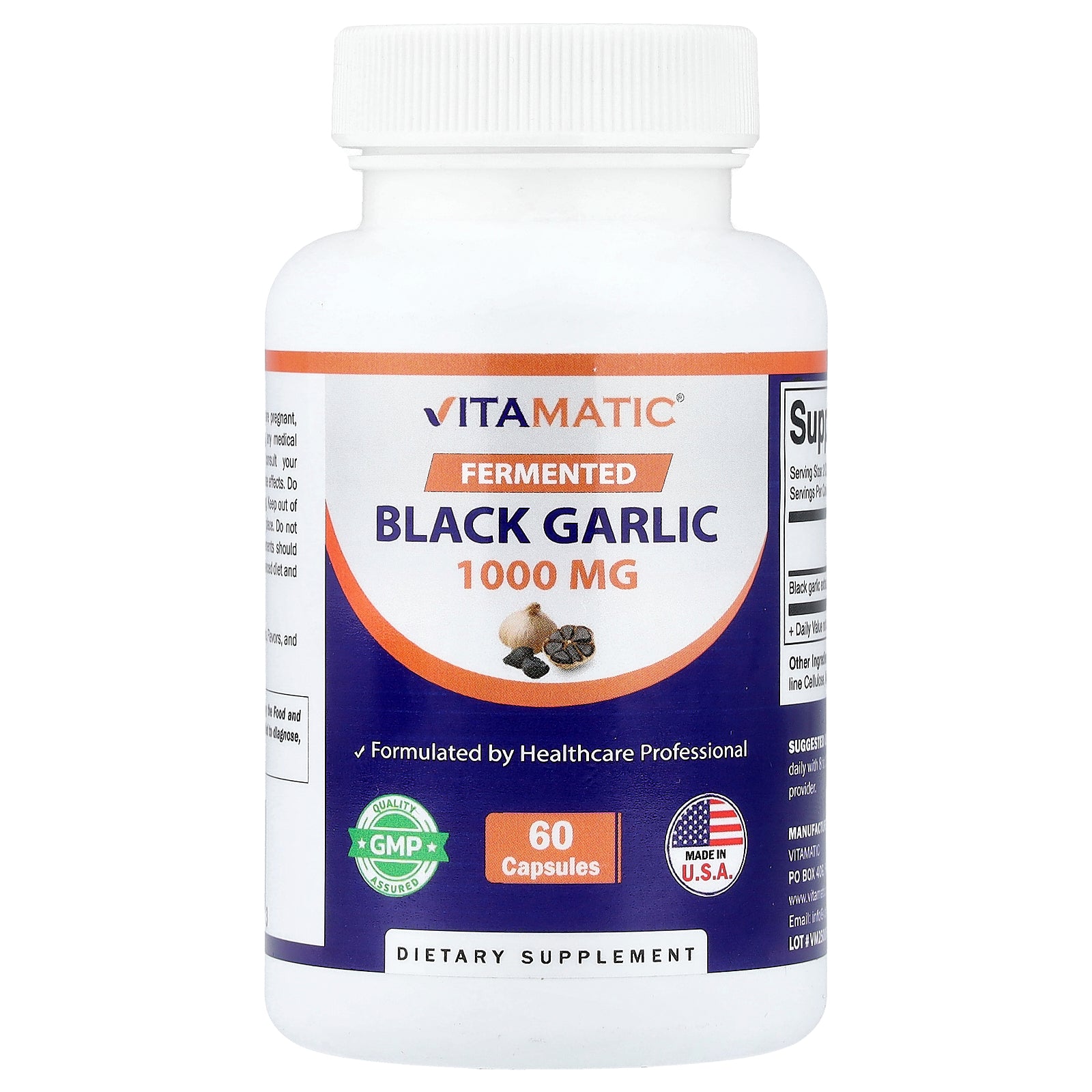 Vitamatic, Fermented Black Garlic, 60 Capsules (500 mg per Capsule)