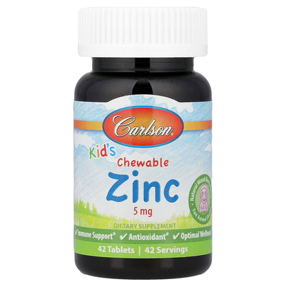 Carlson, Kid's Chewable Zinc, Natural Mixed Berry, 5 mg, 42 Tablets
