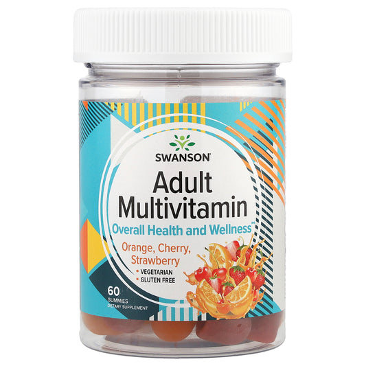 Swanson, Adult Multivitamin Gummies, Orange, Cherry, Strawberry , 60 Gummies