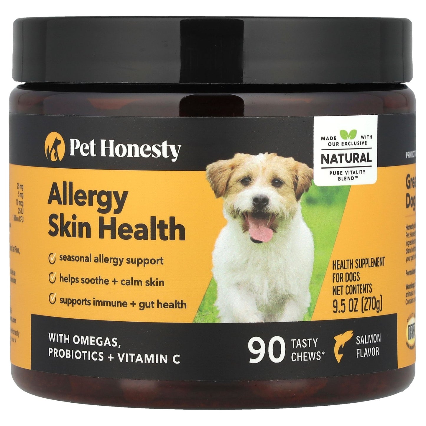 Pet Honesty, Allergy Skin Health, For Dogs, Salmon, 90 Tasty Chews, 9.5 oz (270 g)