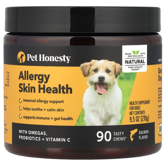 Pet Honesty, Allergy Skin Health, For Dogs, Salmon, 90 Tasty Chews, 9.5 oz (270 g)