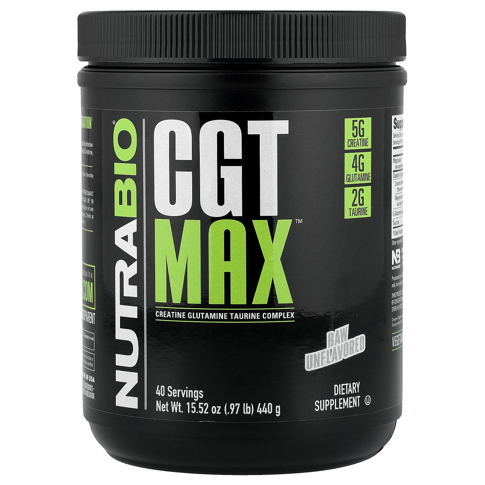 NutraBio, CGT MAX™, Raw Unflavored, 0.97 lb (440 g)