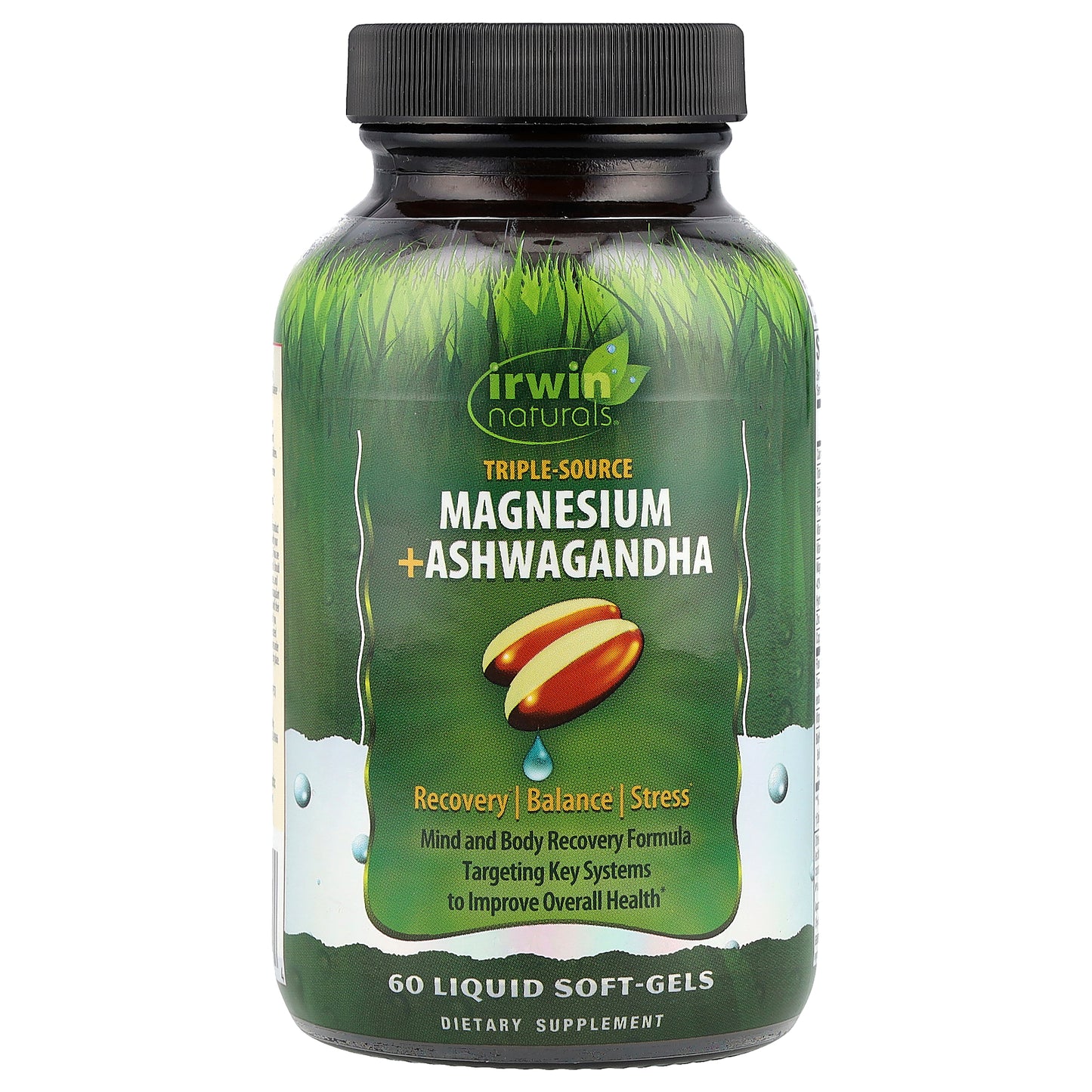 Irwin Naturals, Triple Source Magnesium + Ashwagandha, 60 Liquid Soft-Gels