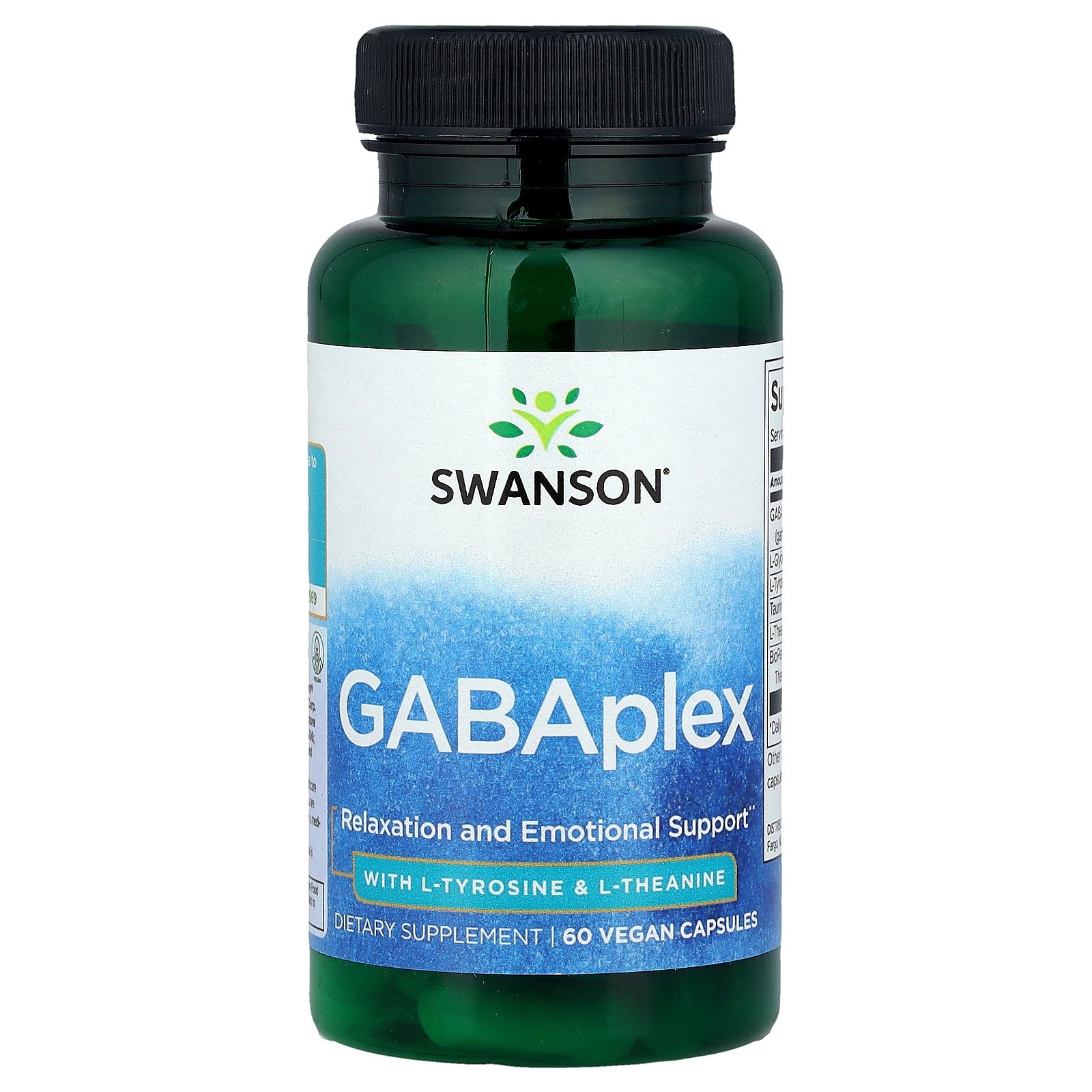 Swanson, GABAplex with L-Tyrosine & L-Theanine, 60 Vegan Capsules