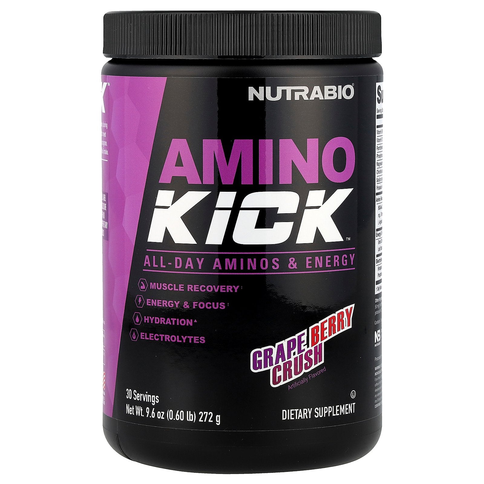 NutraBio, Amino Kick™, Grape Berry Crush, 9.6 oz (272 g)