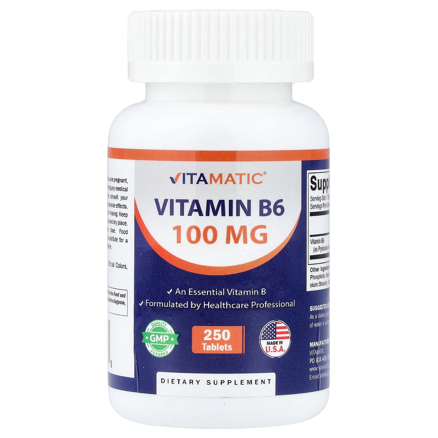 Vitamatic, Vitamin B6 , 100 mg , 250 Tablets