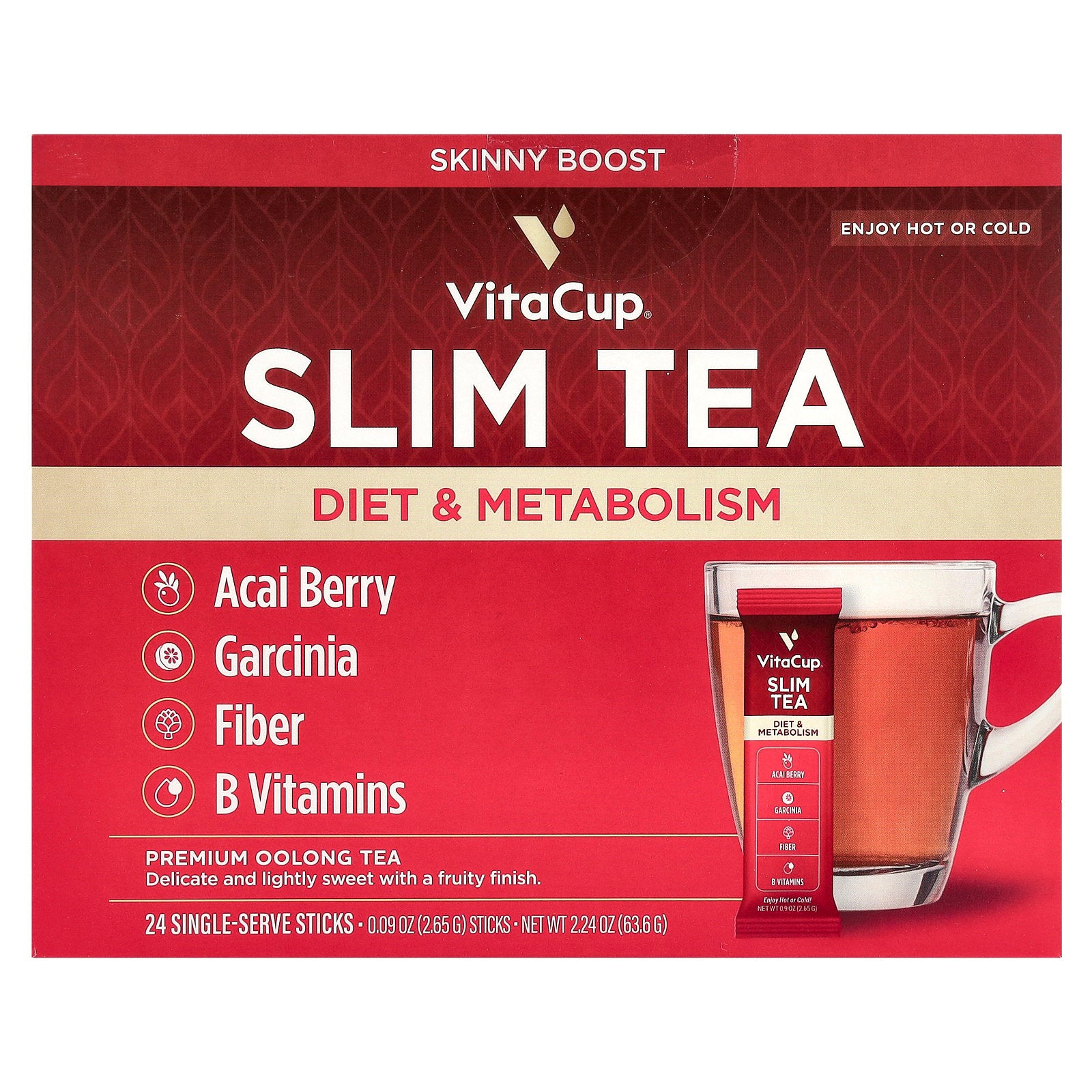 VitaCup, Slim Instant Tea, Premium Oolong Tea, 24 Single-Serve Sticks, 0.09 oz (2.65 g) Each