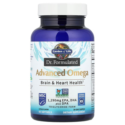 Garden of Life, Dr. Formulated, Advanced Omega, Citrus, 60 Softgels (645 mg per Softgel)