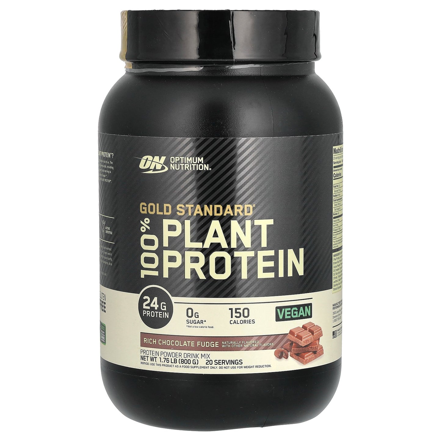 Optimum Nutrition, Gold Standard® 100% Plant Protein, Rich Chocolate Fudge, 1.76 lb (800 g)