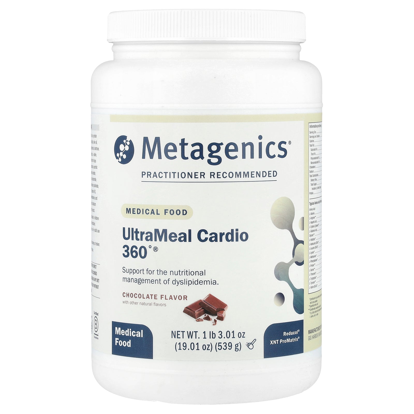 Metagenics, UltraMeal Cardio 360°®, Medical Food, Chocolate, 1 lb 3.01 oz (539 g)