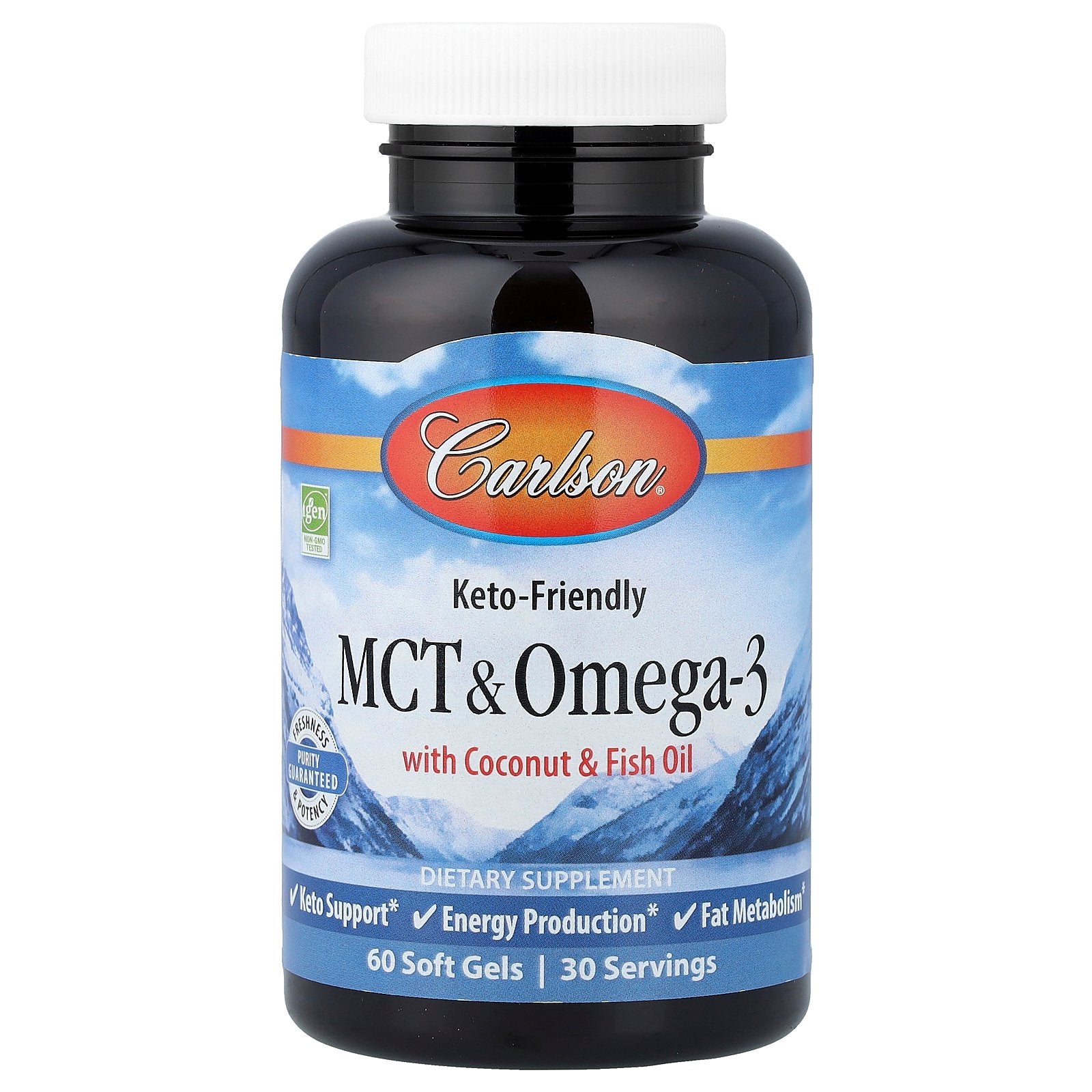 Carlson, MCT & Omega-3 with Coconut & Fish Oil, 60 Soft Gels