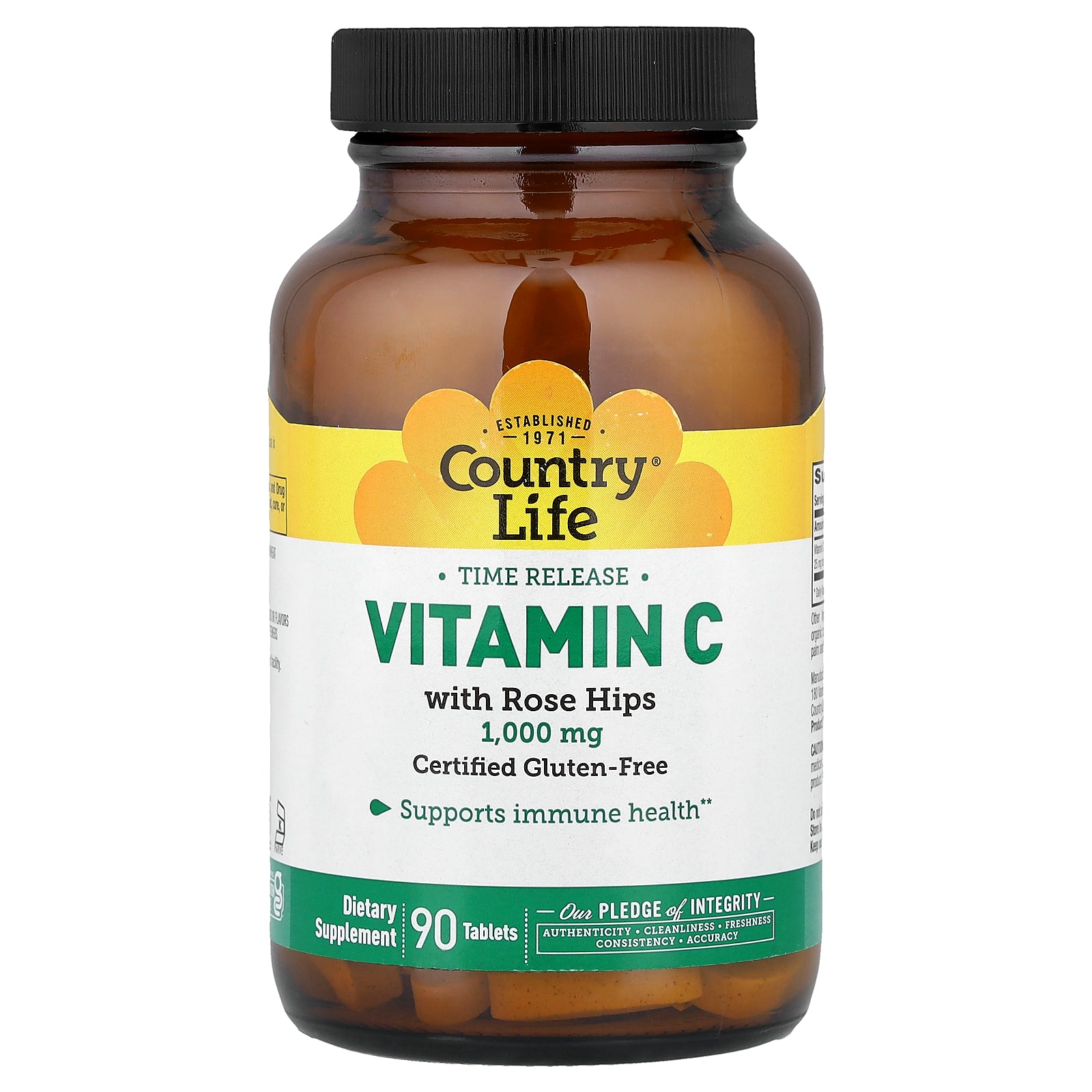 Country Life, Time Release Vitamin C with Rose Hips, 1,000 mg, 90 Tablets
