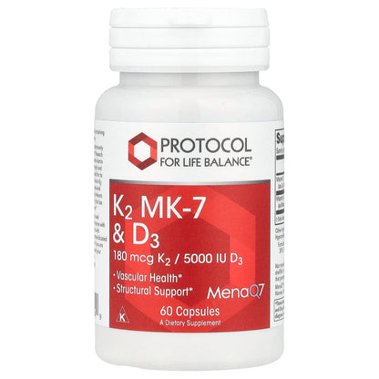 Protocol for Life Balance, K2 MK-7 & D3, 60 Capsules