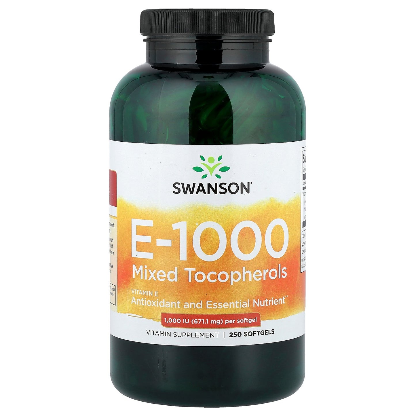 Swanson, Vitamin E-1000, Mixed Tocopherols, 1,000 IU (671.1 mg), 250 Softgels