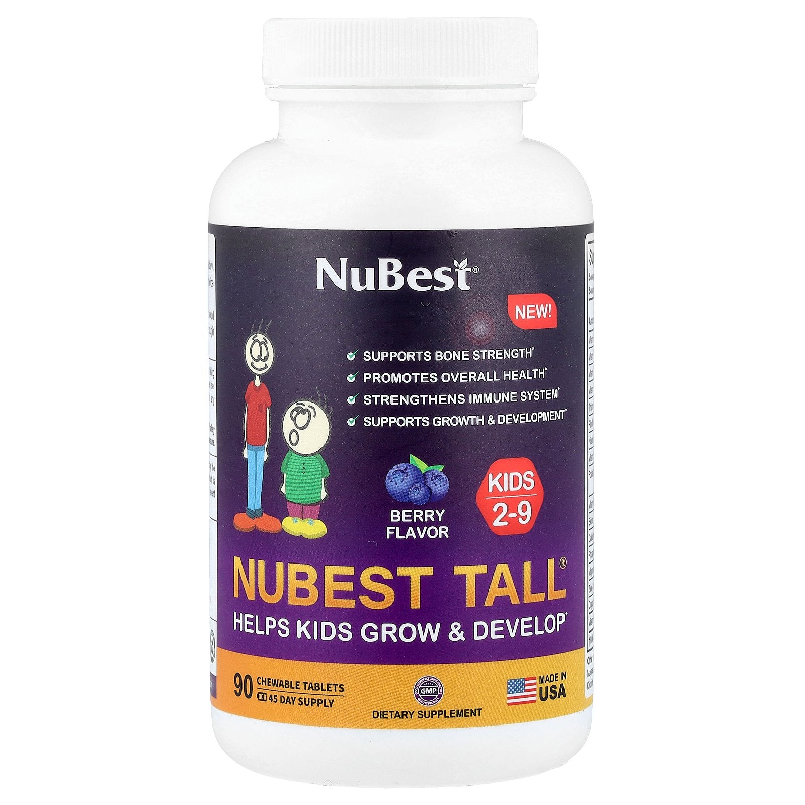 NuBest, Tall®, Kids 2-9, Berry, 90 Chewable Tablets