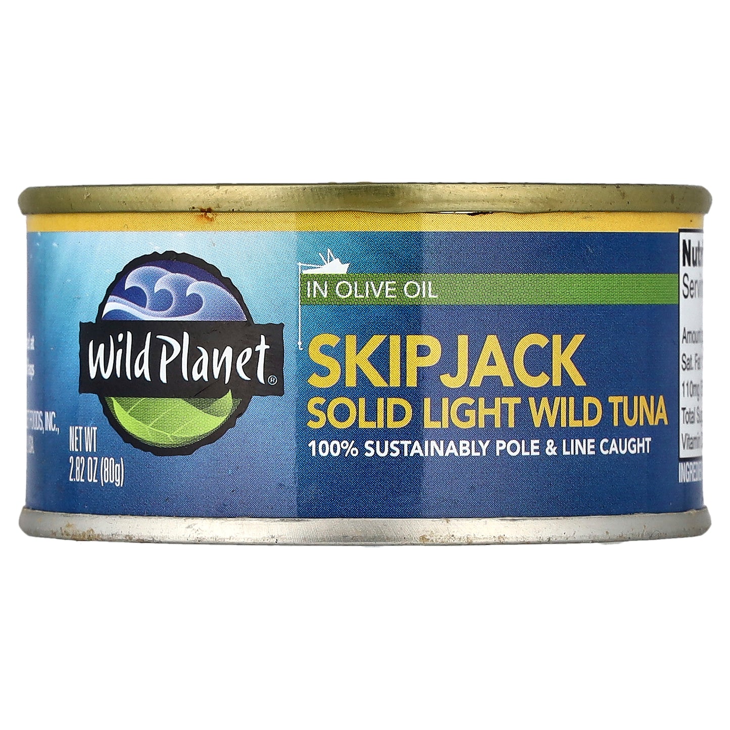 Wild Planet, SkipJack Solid Light Wild Tuna in Olive Oil, 2.82 oz (80 g)