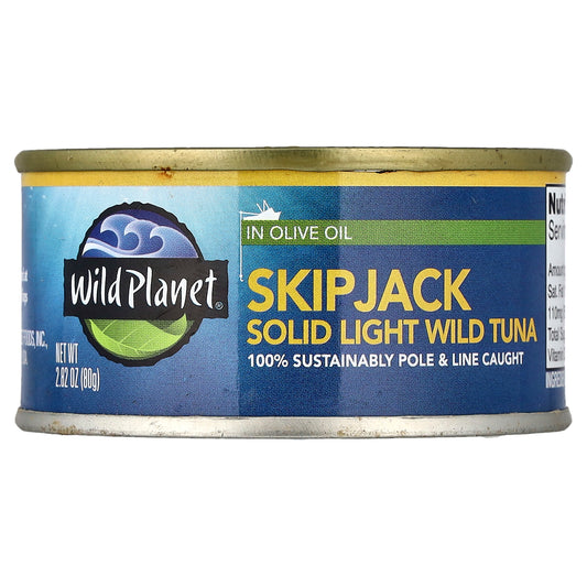 Wild Planet, SkipJack Solid Light Wild Tuna in Olive Oil, 2.82 oz (80 g)