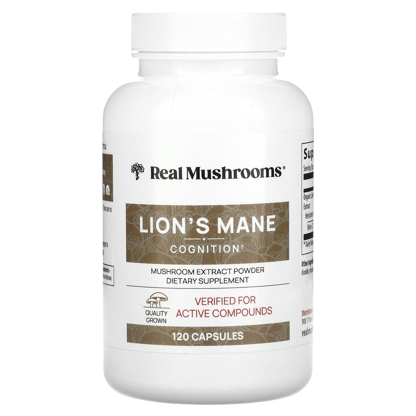 Real Mushrooms, Lion's Mane, Mushroom Extract Powder, 120 Capsules