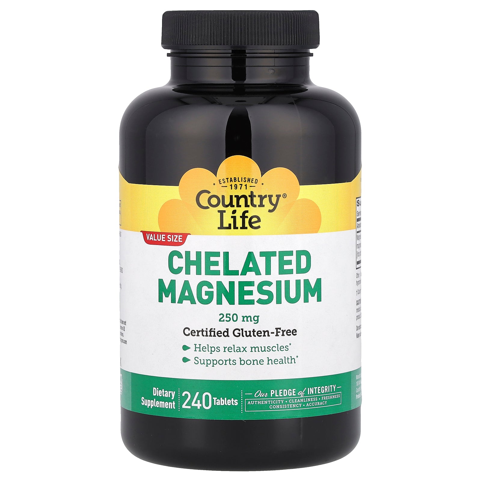 Country Life, Chelated Magnesium, 250 mg, 240 Tablets