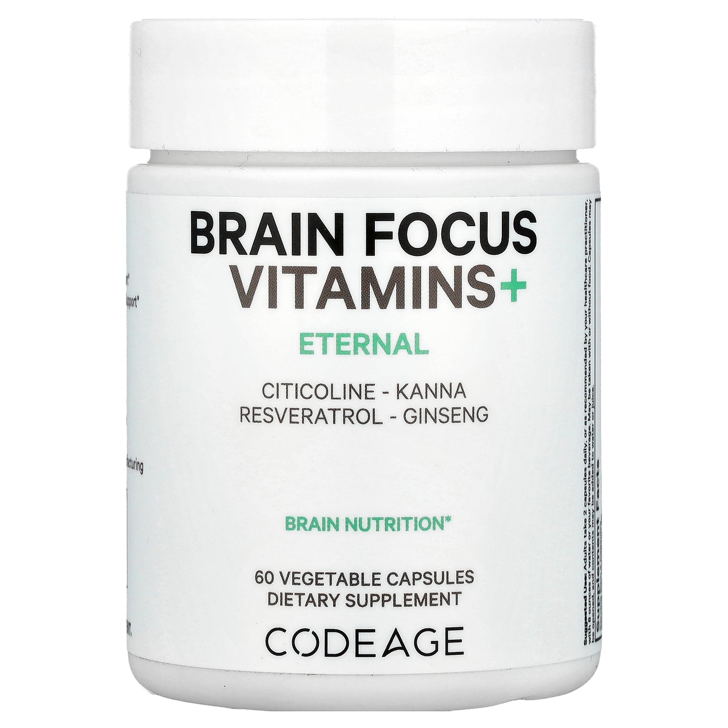 Codeage, Brain Focus Vitamins+, 60 Vegetable Capsules