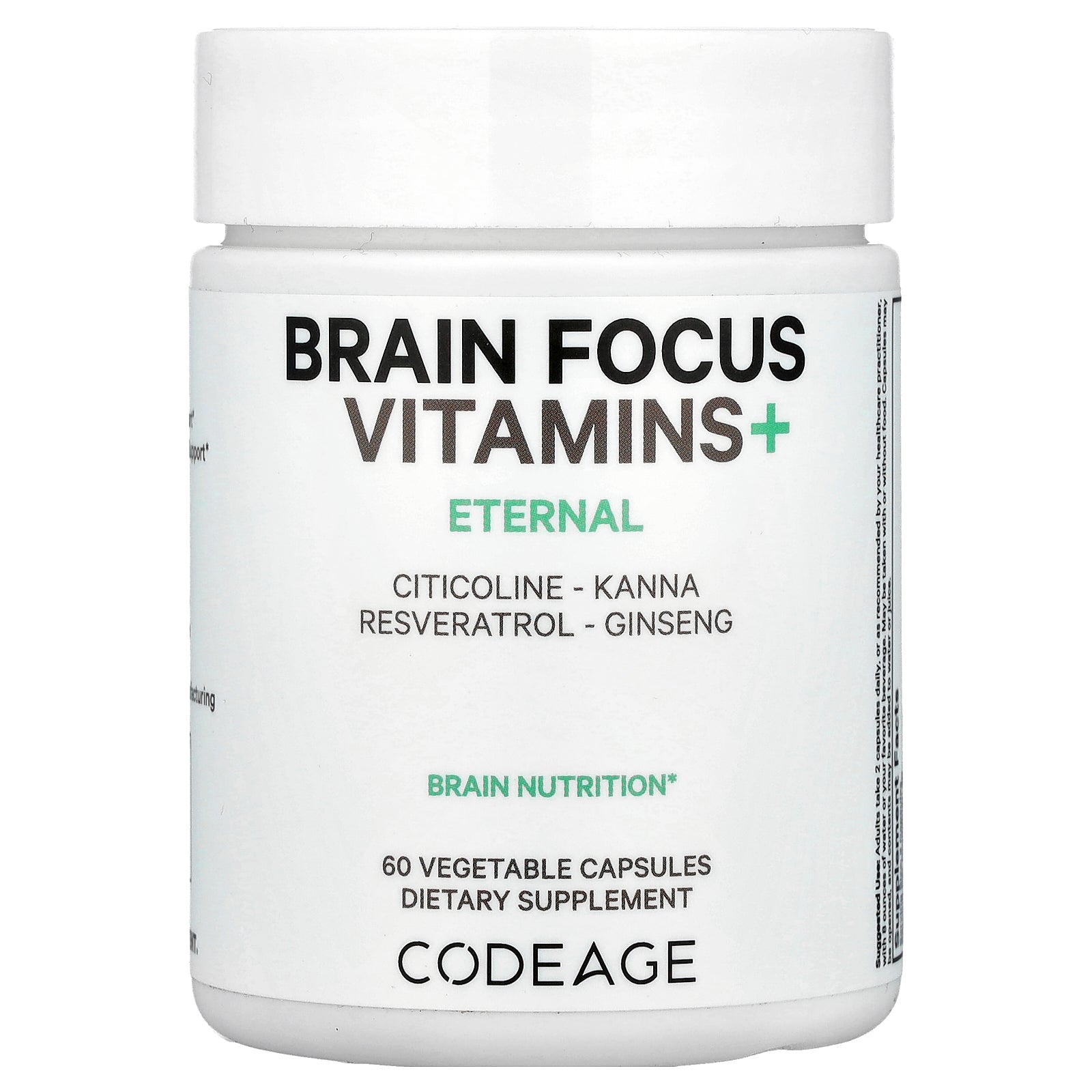 Codeage, Brain Focus Vitamins+, 60 Vegetable Capsules
