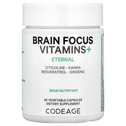 Codeage, Brain Focus Vitamins+, 60 Vegetable Capsules